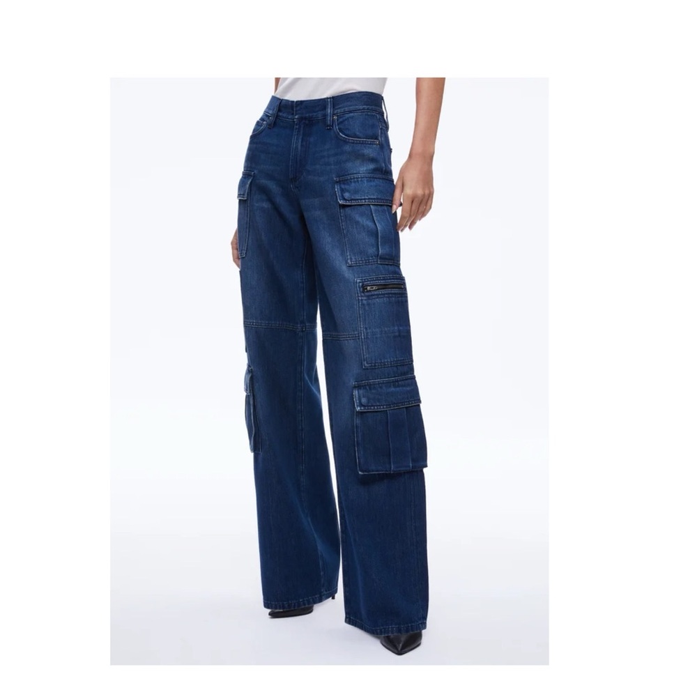 Alice & Olivia Cay Cargo Jeans in “Love Train”, 30